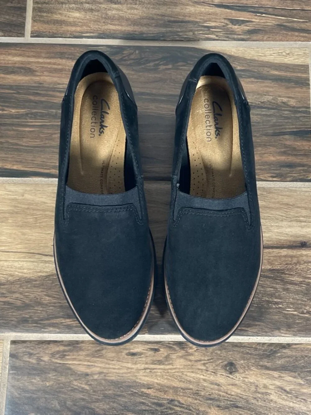 Clarks Sharon Dolly Shoes Womens Size 7 Black Suede Slip On Comfort Loafers